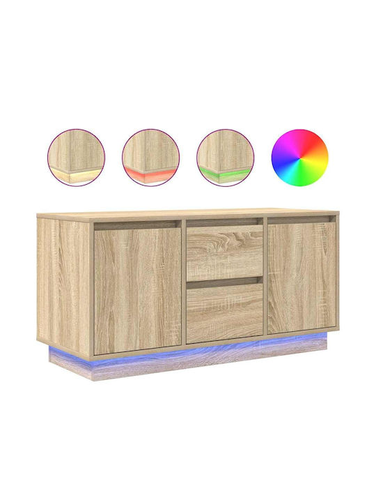 TV Stand Wooden with LED Lighting Coffee L100xW41xH50cm