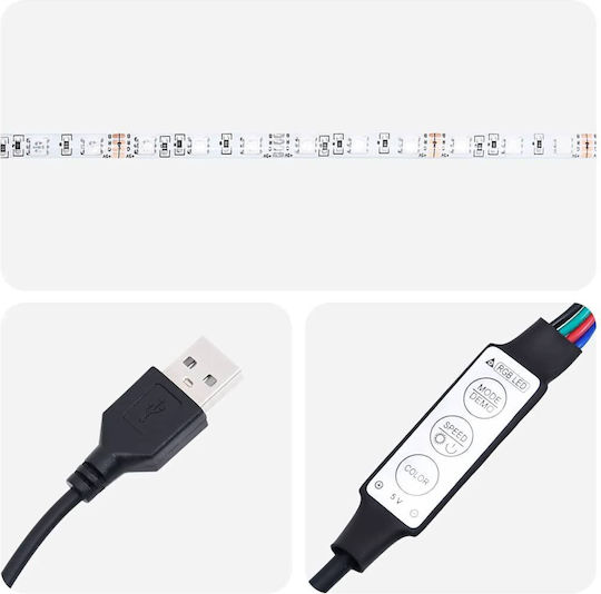 Телевизионни Мебели с LED Осветление Бели Д100xДълб41xВис50см