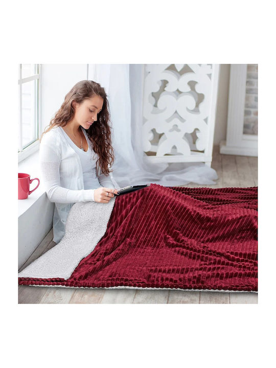 Κουβέρτα Γούνινη Μονή 160x220εκ. Wine Red