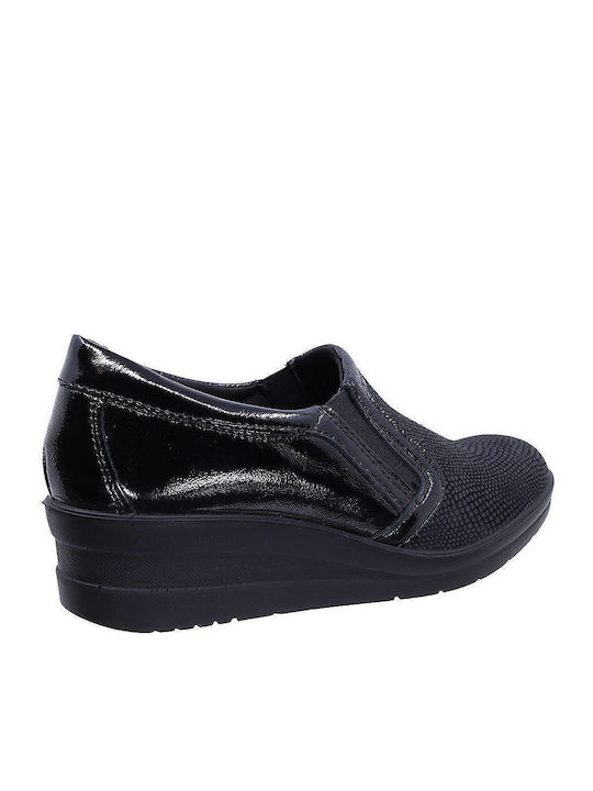 Anatomische Damen Slip-Ons Leder Schwarz