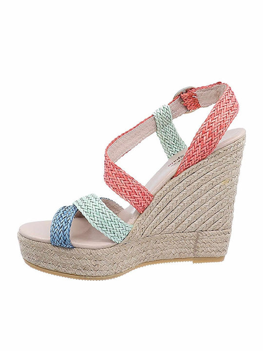 Women's Leather Platform Espadrilles Orange