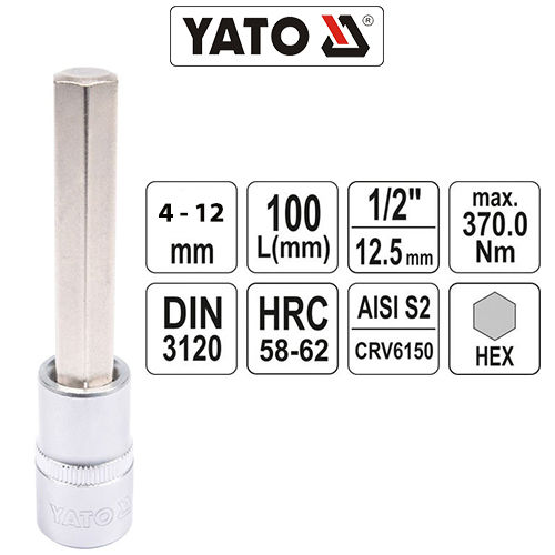Yato Allen Long Sockets 1/2 Crv 4-12mm