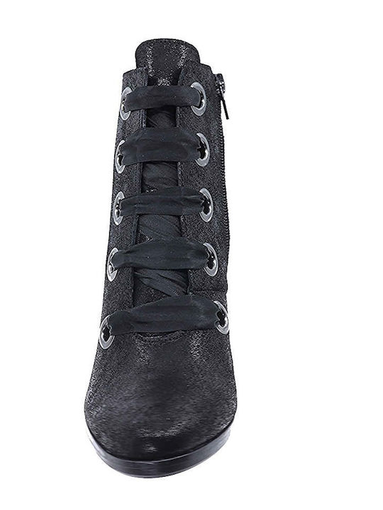 Leder Stiefeletten Damen Schwarz