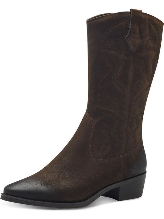 Leder Damen Cowboy-Stiefeletten Braun
