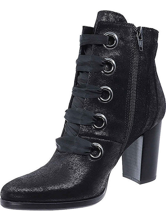 Leder Stiefeletten Damen Schwarz