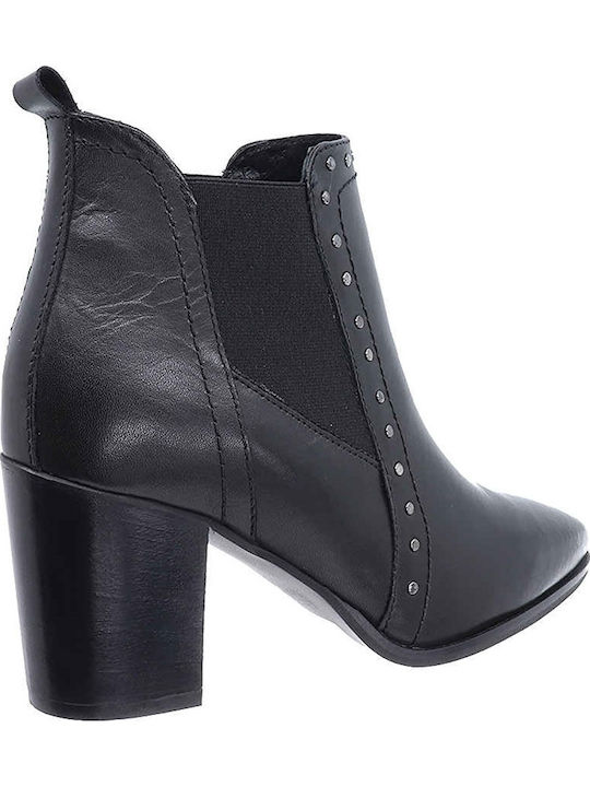 Leder Damen Chelsea Stiefeletten Schwarz