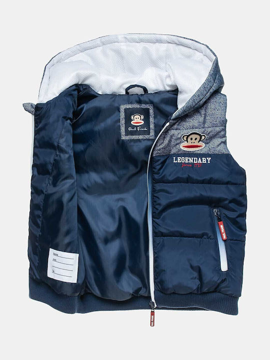 Kids' Casual Jacket Sleeveless with Lining & Hood Navy Blue