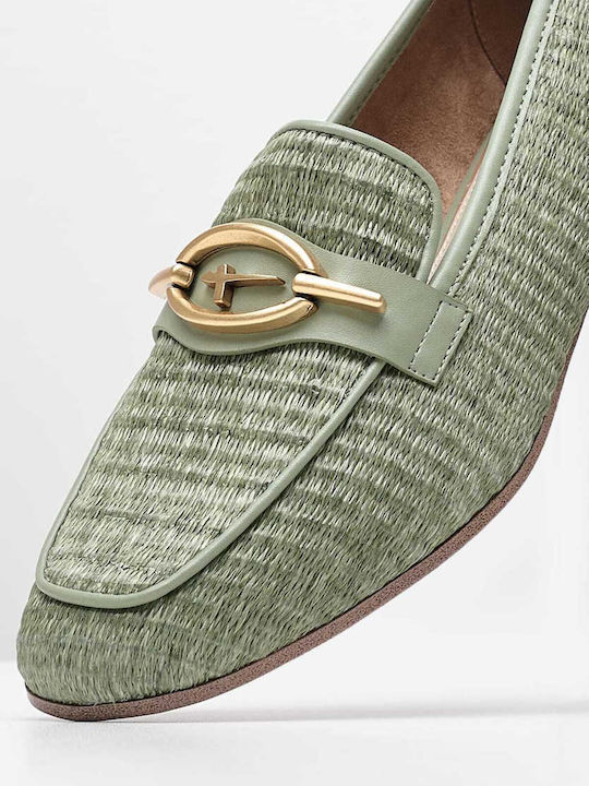 Δερμάτινα Γυναικεία Loafers σε Πράσινο Χρώμα