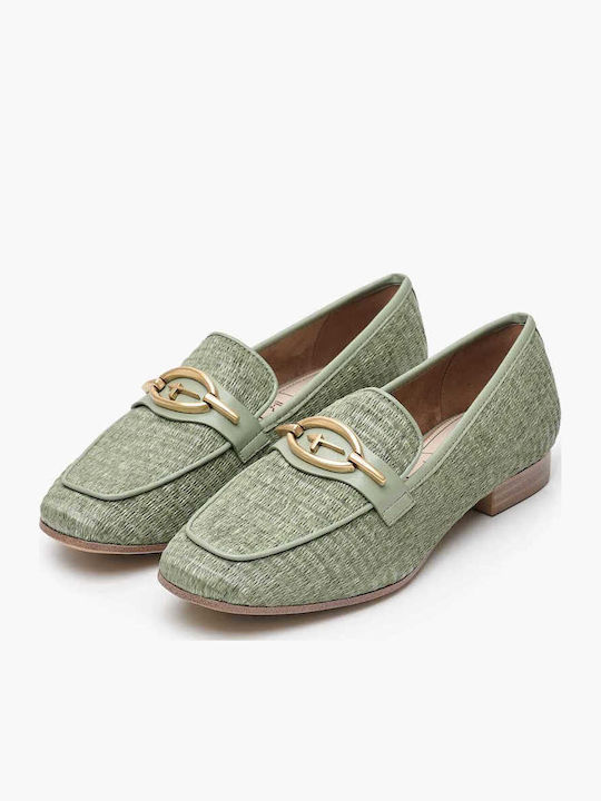 Δερμάτινα Γυναικεία Loafers σε Πράσινο Χρώμα