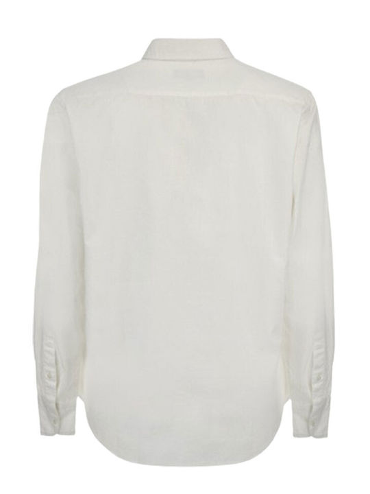 Langärmlig Leinen Hemd Optic White