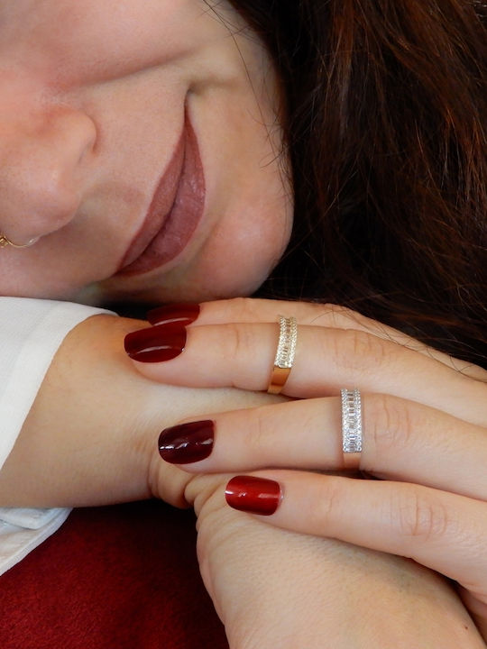 Polytimo Ring with Zircon made of White gold 14K