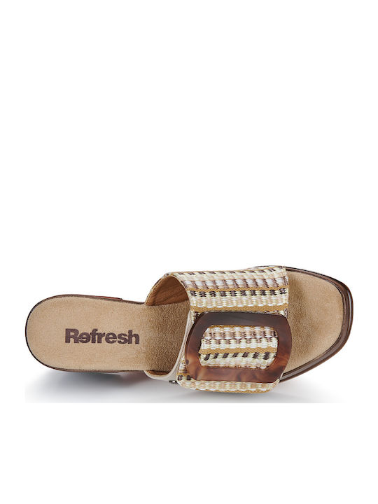 Mules mit Chunky Hoch Absatz in Beige Farbe