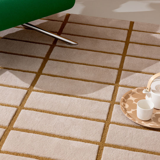 Marimekko Tiiliskivi 132906 Handgefertigt Teppich Rechteckig Synthetisch,Polyester/Cotton/Leather Bronze Yellow