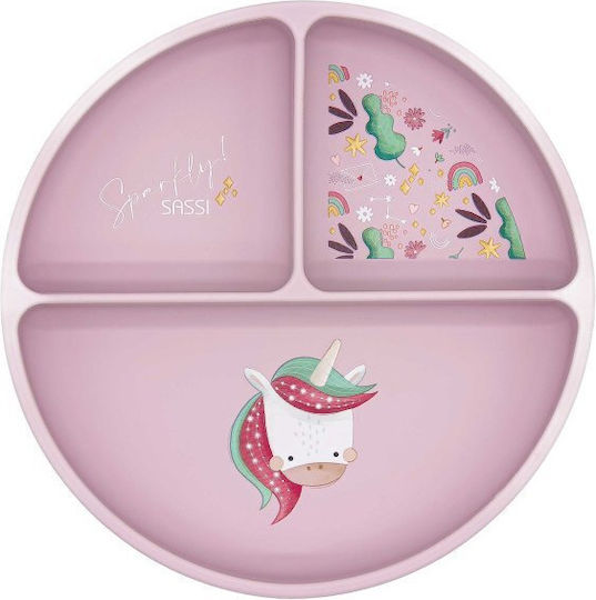 Sassi Junior Παιδικό Μπωλ Φαγητού από Σιλικόνη Ροζ Sparkly The Unicorn