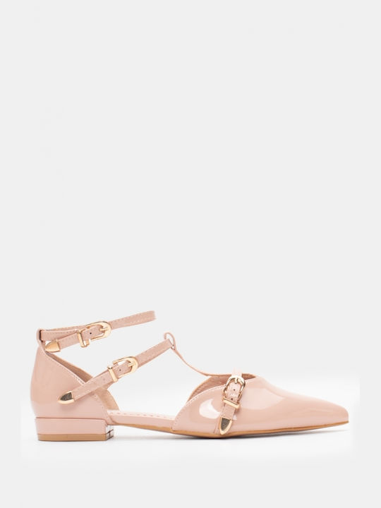 Luigi Pointed Toe Beige Heels with Strap