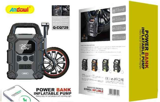 Andowl Τρόμπα Αυτοκινήτου Power Bank Inflatable Pump με Καλώδιο Αναπτήρα 12V