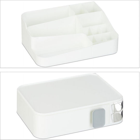 Relaxdays Organizator Cosmetice Cu Sertare Și Separatoare Alb 26x21x15cm