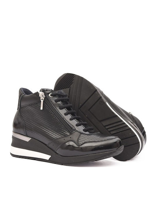 Γυναικεία Ανατομικά Sneakers Μαύρο Λουστρίνι