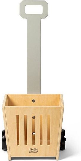 Large Wooden Trolley Basket Wheels Supermarket