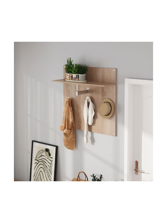 HomeMarkt Agățător De Perete Din Lemn Cu 3 Compartimente Maro 80x25x80cm