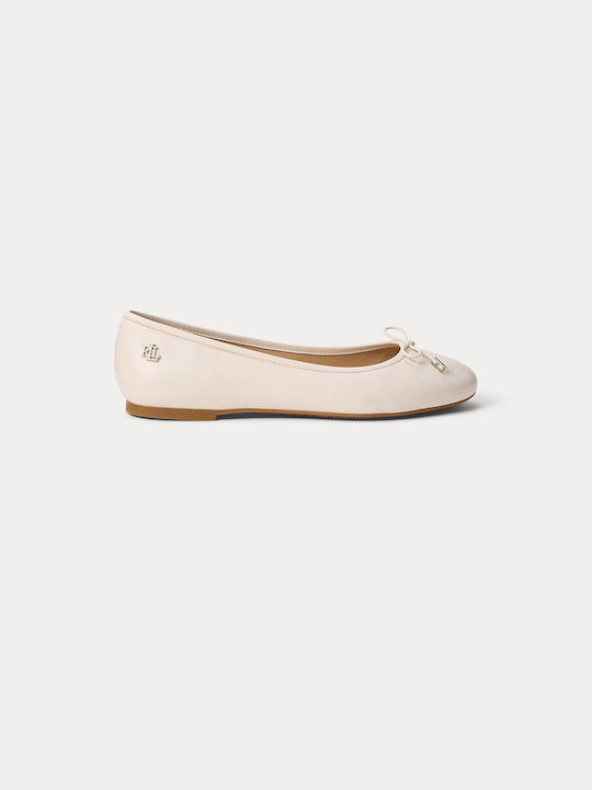 Ralph Lauren Leather Pointy Ballerinas Beige