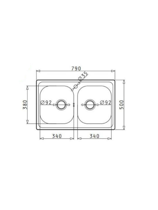 Pyramis Inset Ένθετος Νεροχύτης Inox Μ79xΠ50cm Ασημί