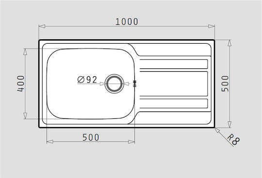 Pyramis Zeda Plus 1B 1D 107152701 Drop-In Sink Left Inox Satin W100xD50cm Silver