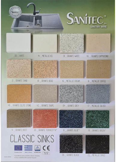 Sanitec Classic Drop-In Chiuvetă Dreapta din Granit Sintetic L79xW50cm Granit verde