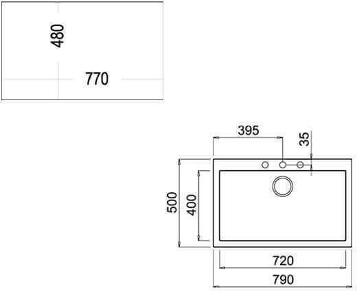 Teka Forsquare 72.40 TG 115230002 Drop-In Sink Synthetic Granite W79xD50cm Avena