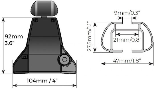 Menabo Bare De Acoperiș Din Aluminiu 130 Cm Pentru Volvo S60 4D 2014-2018 Set Cu Picioare Argintii