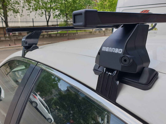 Menabo Bare De Acoperiș Pentru Mașină Oțel 112 Cm Pentru Nissan Note Mazda 2 5D 2007-2009 Set Cu Picioare Negre