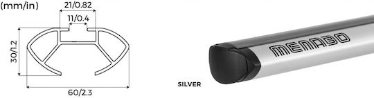 Menabo Bare De Acoperiș Din Aluminiu 137 Cm Pentru Citroen DS4 5D 2011-2015 Set Cu Picioare Argintii