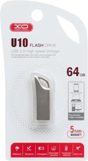 XO U10 64GB USB 2.0 Stick Silver