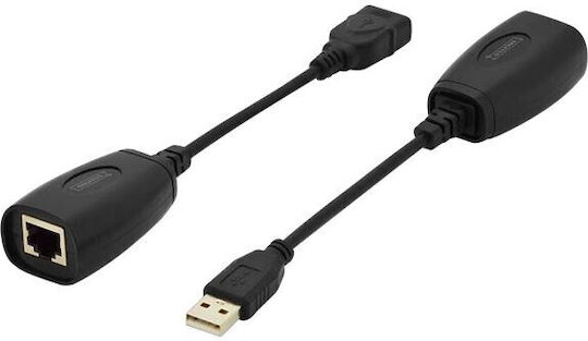 USB 1.1 Extender über Cat.5e/6 UTP SFP bis zu 45m Schwarz 20cm