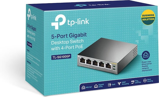 TP-LINK TL-SG1005P Unmanaged L2 PoE Switch with 5 Ethernet Ports