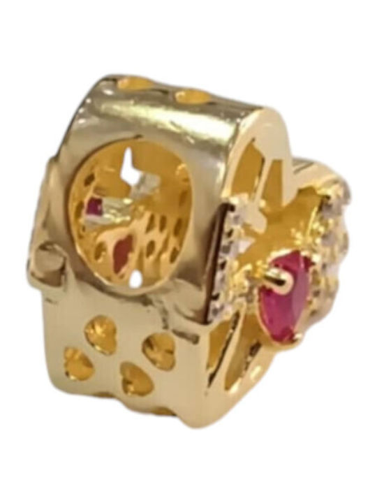 Kalliopi Silver Charm Inimă Din Argint Plăcut Cu Aur Roșu