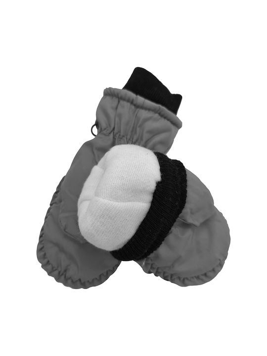 Παιδικά Γάντια Σκι Επένδυση Fleece & Πλεκτό Καρπό Αστεράκια Γκρι Ανοιχτό