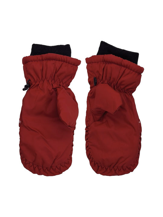 Παιδικά Γάντια Σκι Επένδυση Fleece & Πλεκτό Καρπό Αστεράκια Κόκκινο