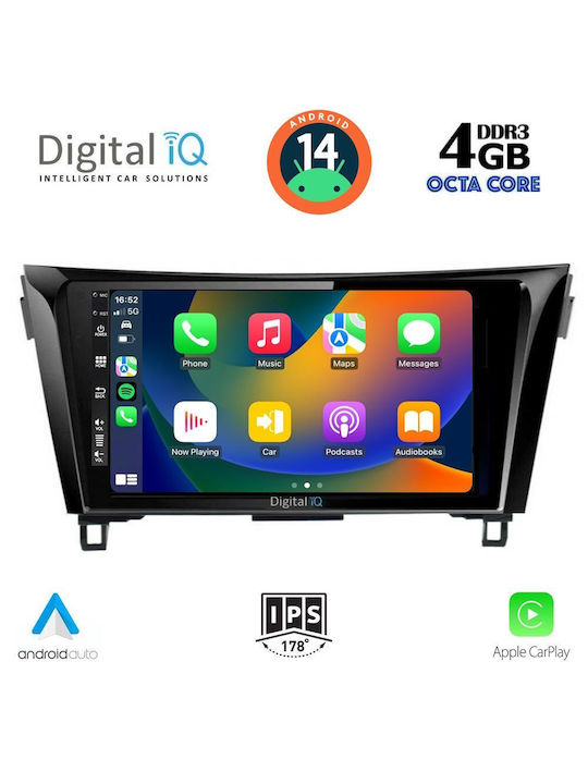 Digital IQ Car Audio System for Nissan Qashqai / X-Trail 2014-2021 (Bluetooth/USB/WiFi/GPS/Apple-Carplay/Android-Auto) with Touch Screen 10"