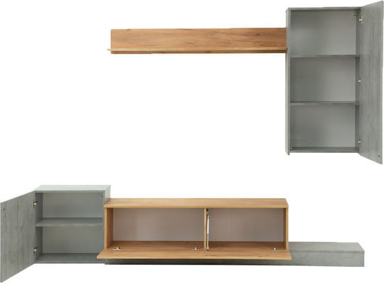 Lucky Living Room TV Unit Grey-Golden Oak L246.3xW37xH193cm