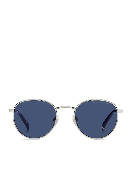 Tommy Hilfiger Men's Sunglasses with Silver Metal Frame and Blue Lens TH2217/S 010/KU