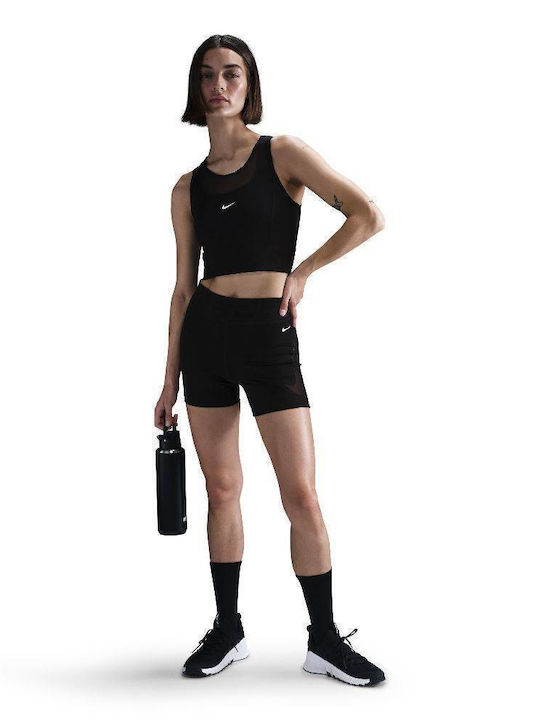 Pro Women's Athletic Crop Top Sleeveless Dri-Fit Black / White