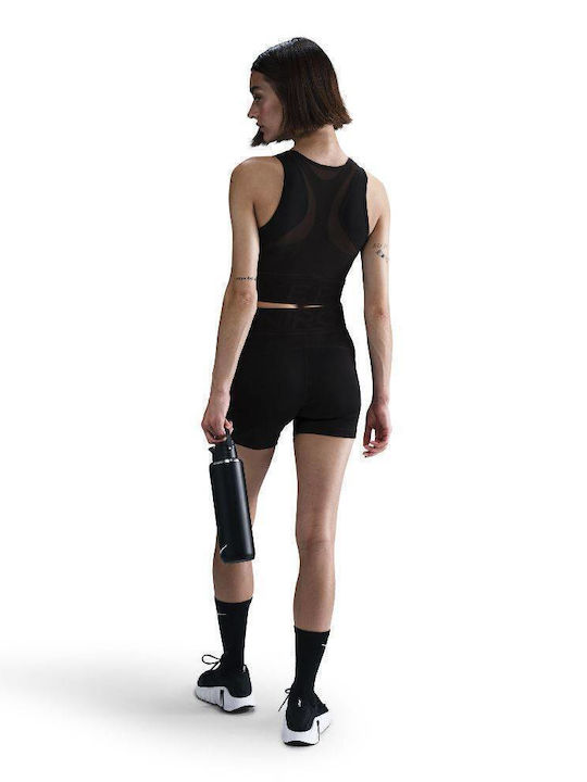 Pro Women's Athletic Crop Top Sleeveless Dri-Fit Black / White