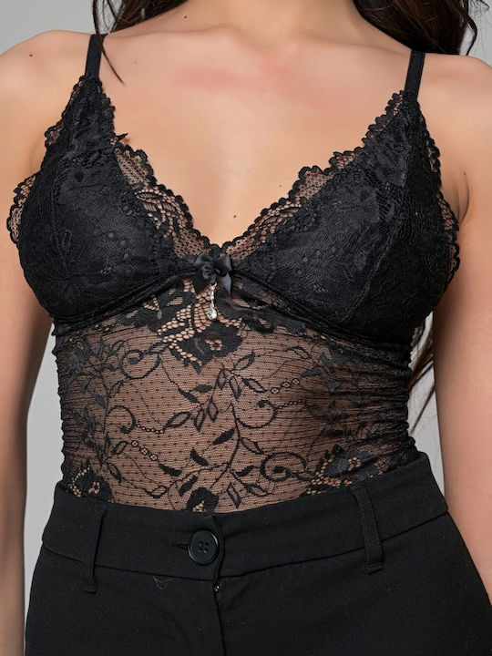 Women's Blouse with Lace Black