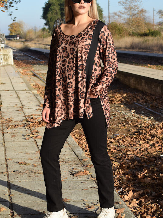 Plus Size Γυναικεία Μπλούζα Animal Print Λεοπάρ