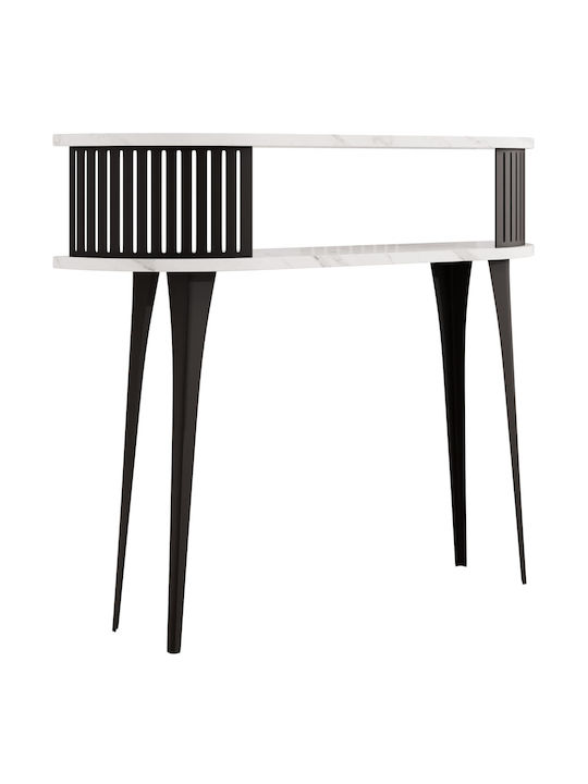 Roenni Console Table Wood & Metal Leuko Marmaro L100xW25xH86cm