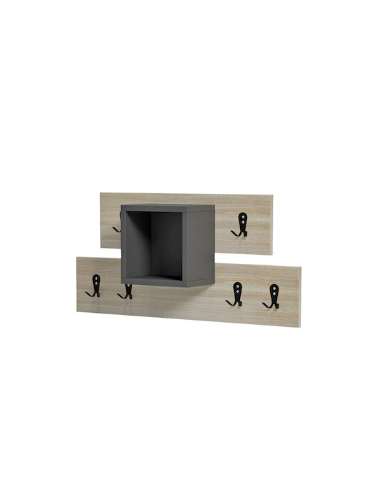 HomeMarkt Κρεμάστρα Τοίχου Slot Ξύλινη 6 Θέσεων Γκρι 69x12x32cm