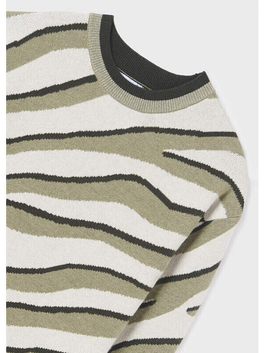 Children's Dress Long Sleeve Knitted Animal Print Haki