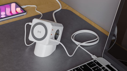 DesignNest PowerCube Aσφαλείας 4 Θέσεων με 3 USB-A, 3 USB-C και Καλώδιο 1.5m