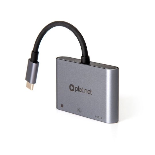 Platinet USB-C Докинг станция с HDMI 4K PD Сив (PL0557)